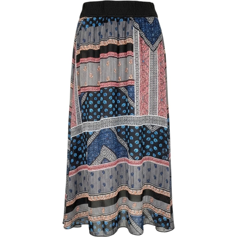 LuLaRoe Jill Pleated Midi Skirt M - Rare Boho Patchwork "Or You'll Be Sad" Tag